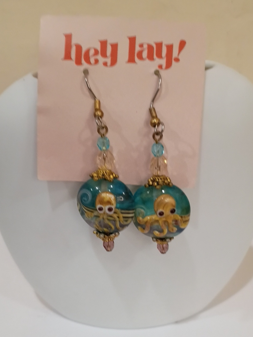 Lamp-worked Glass Octopus Earrings - New!